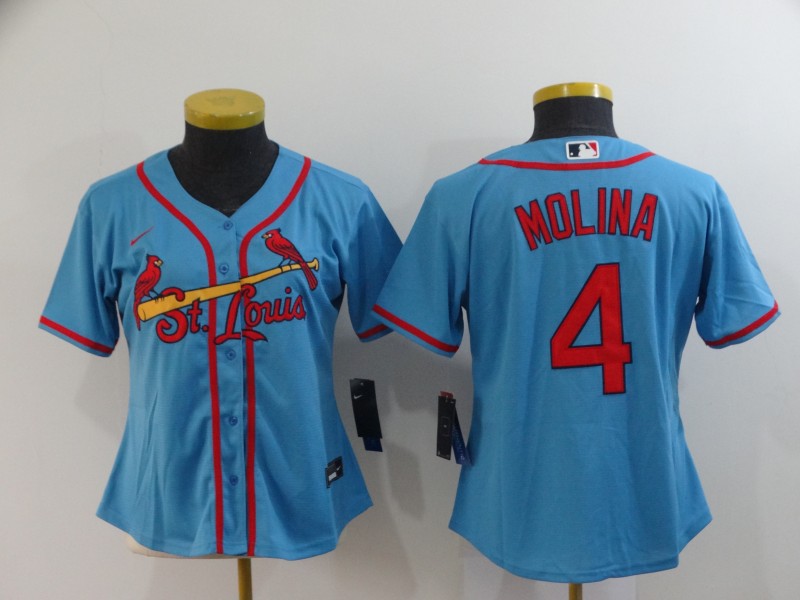 Women St.Louis Cardinals #4 Molina blue Nike Game MLB Jerseys
